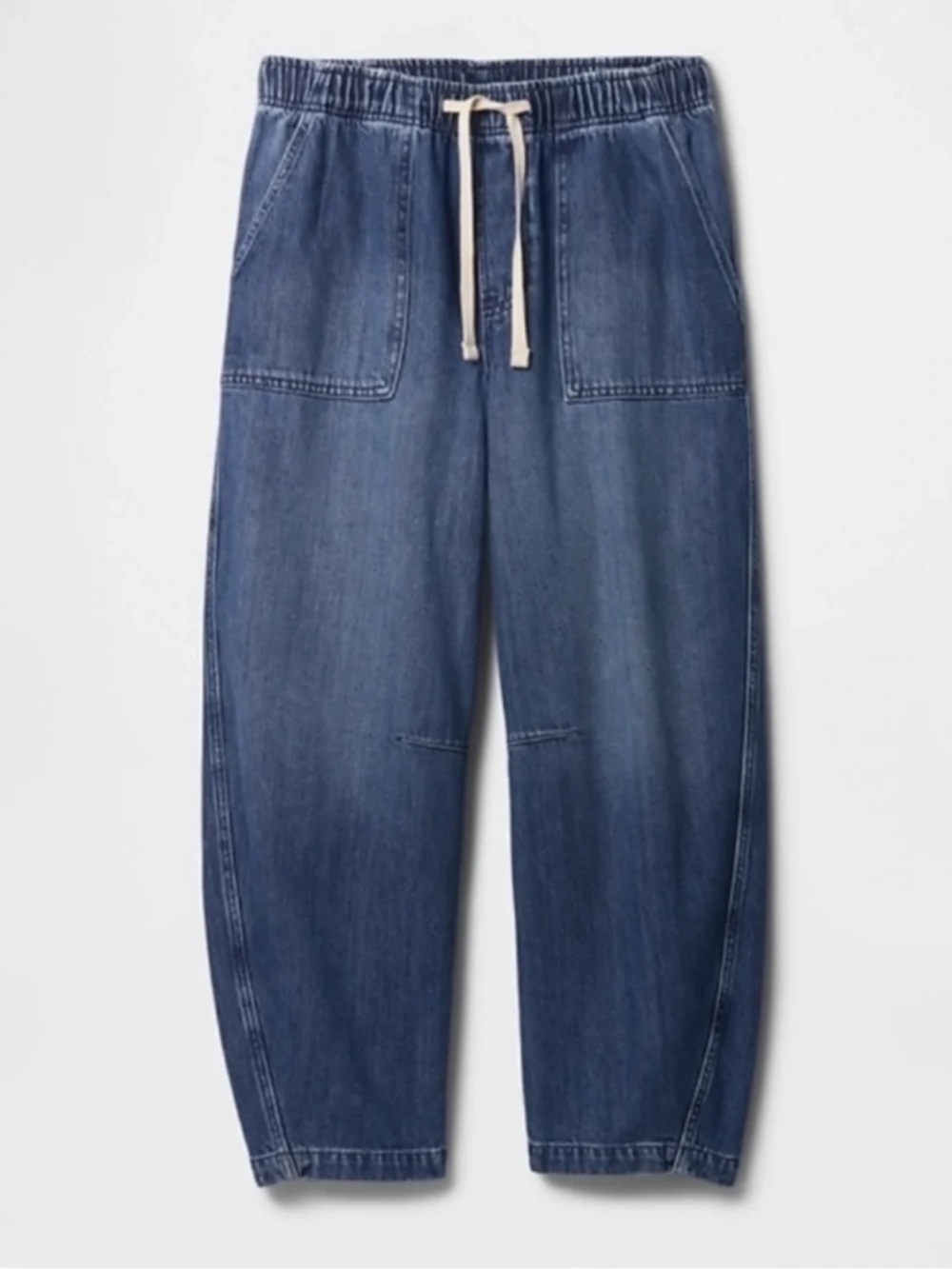 Gap Mid Rise Pull-On Barrel Jeans Medium Wash Medium - Picture 13 of 13